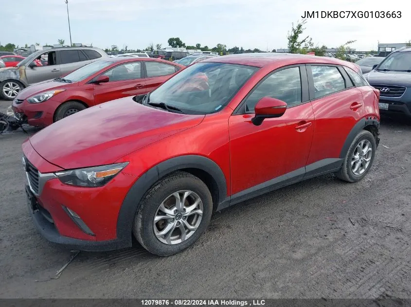 2016 Mazda Cx-3 VIN: JM1DKBC7XG0103663 Lot: 12079876