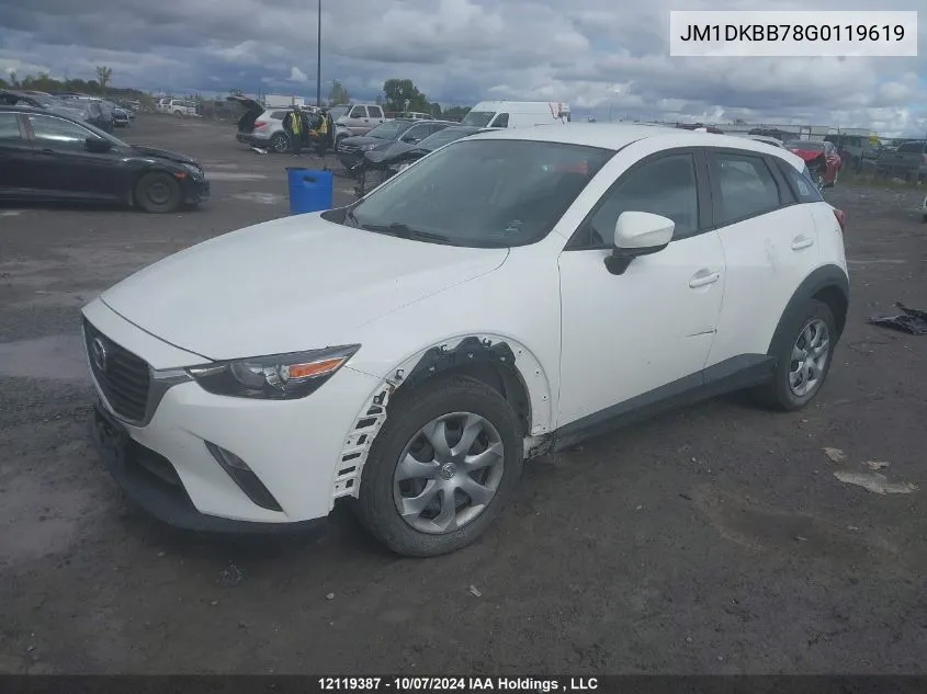 2016 Mazda Cx-3 VIN: JM1DKBB78G0119619 Lot: 12119387