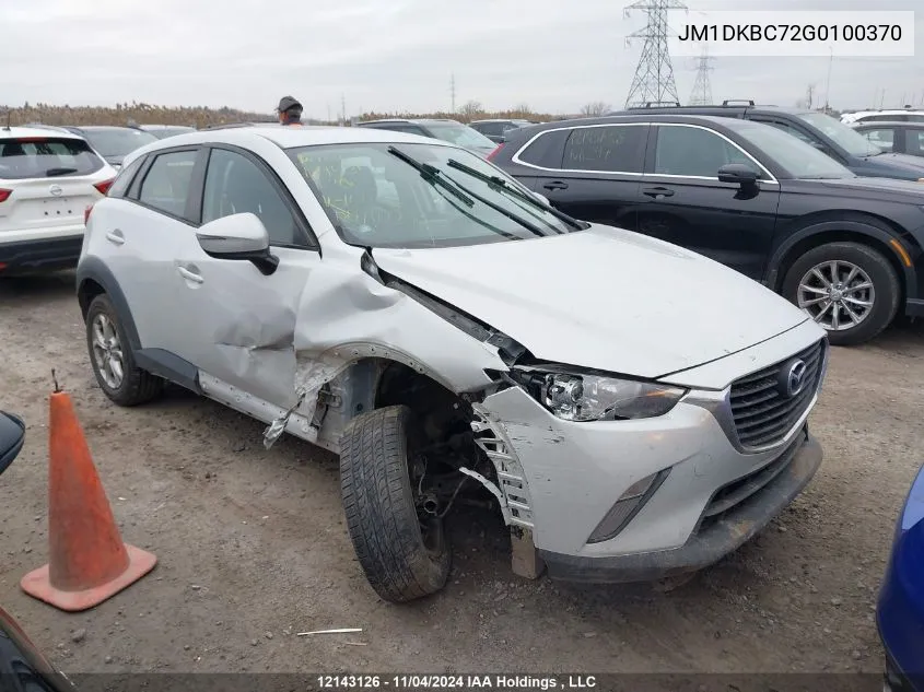 2016 Mazda Cx-3 VIN: JM1DKBC72G0100370 Lot: 12143126