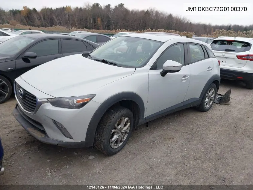 2016 Mazda Cx-3 VIN: JM1DKBC72G0100370 Lot: 12143126