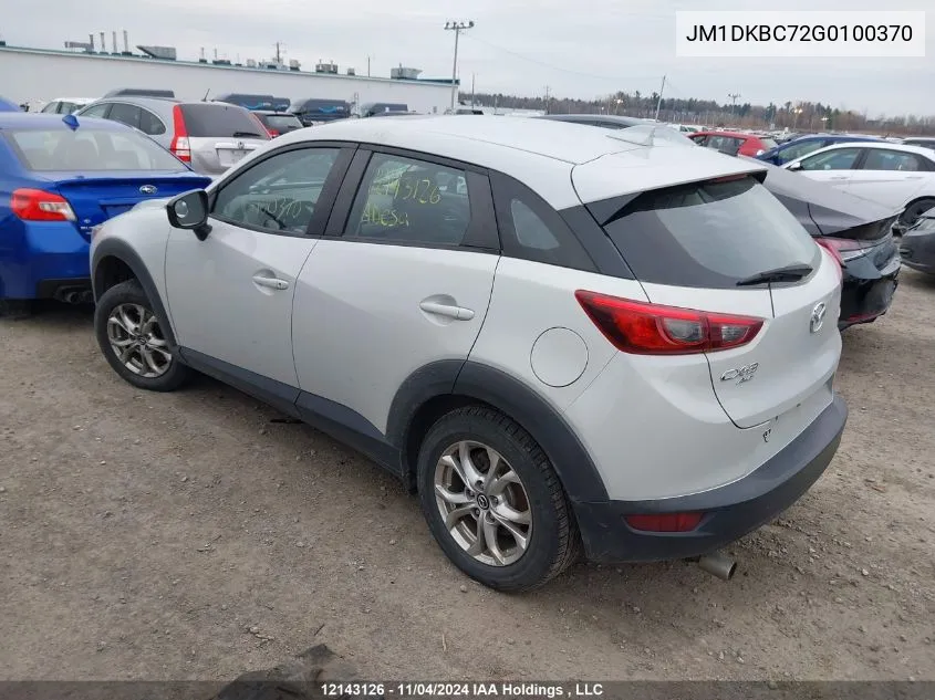 2016 Mazda Cx-3 VIN: JM1DKBC72G0100370 Lot: 12143126