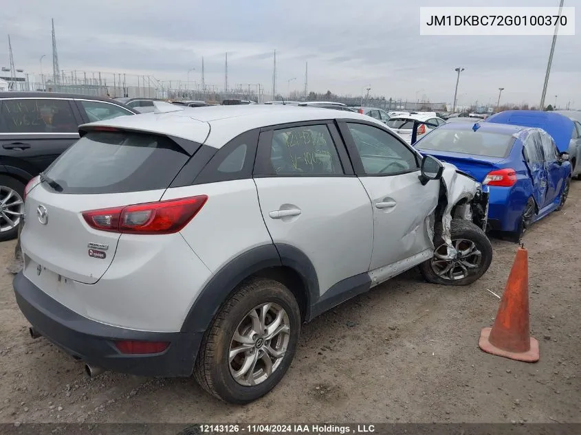 2016 Mazda Cx-3 VIN: JM1DKBC72G0100370 Lot: 12143126