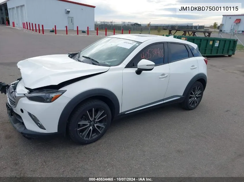 2016 Mazda Cx-3 Grand Touring VIN: JM1DKBD75G0110115 Lot: 40534465