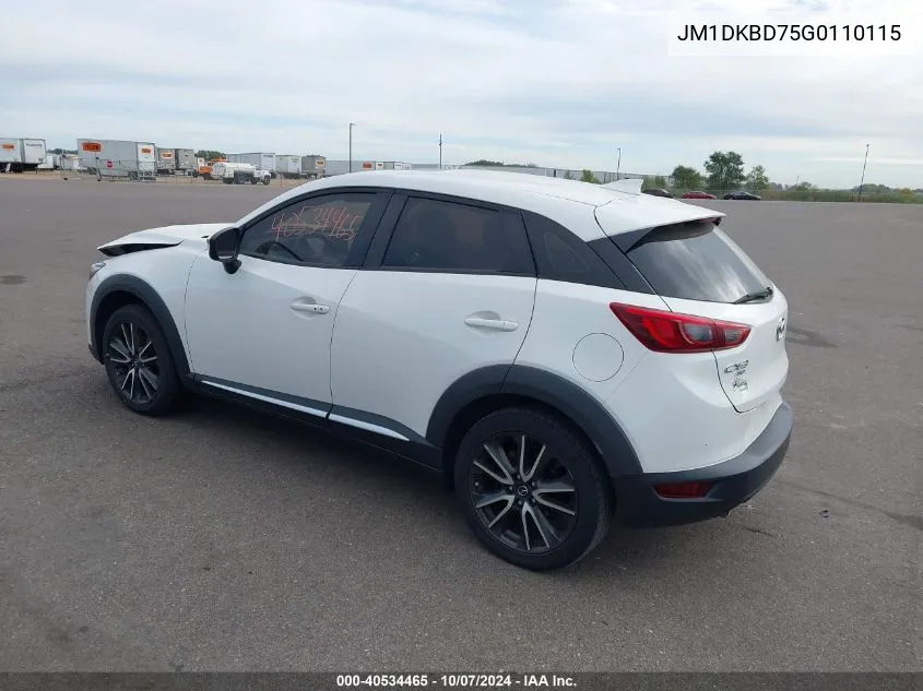 2016 Mazda Cx-3 Grand Touring VIN: JM1DKBD75G0110115 Lot: 40534465