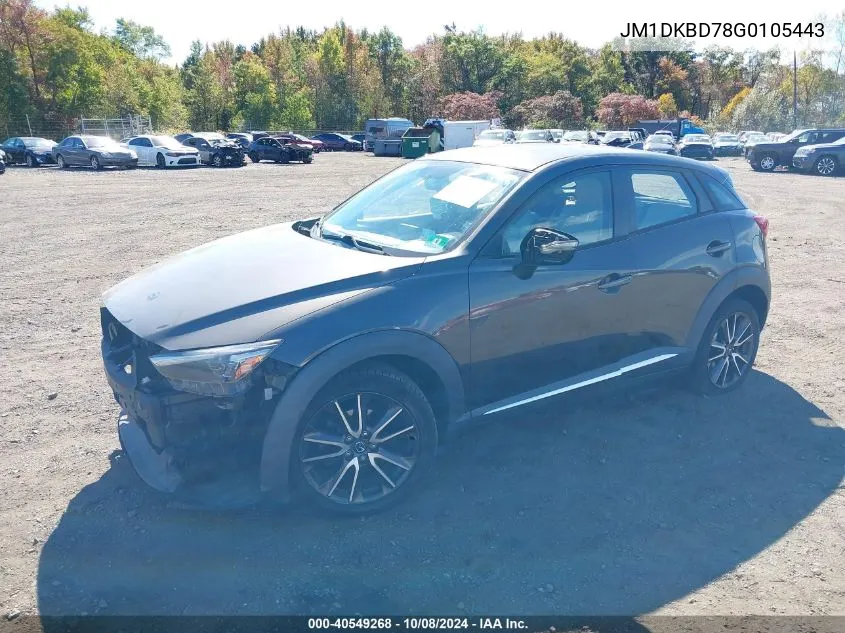 2016 Mazda Cx-3 Grand Touring VIN: JM1DKBD78G0105443 Lot: 40549268