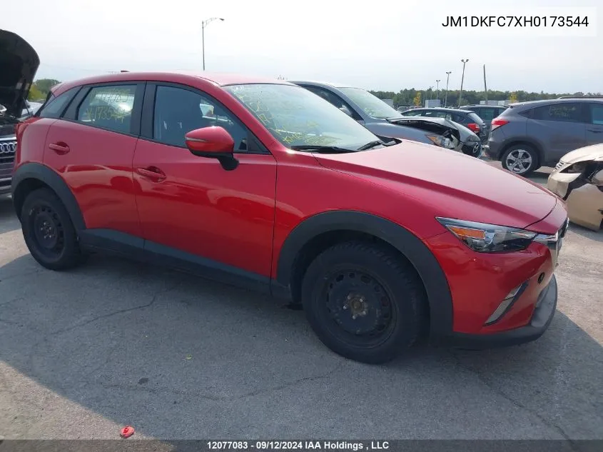 2017 Mazda Cx-3 VIN: JM1DKFC7XH0173544 Lot: 12077083