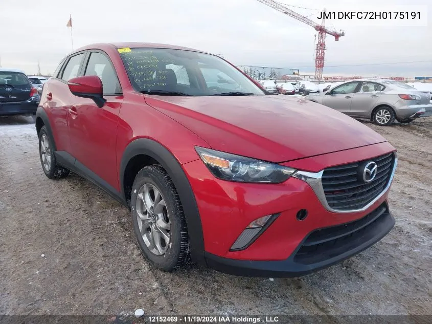 2017 Mazda Cx-3 VIN: JM1DKFC72H0175191 Lot: 12152469