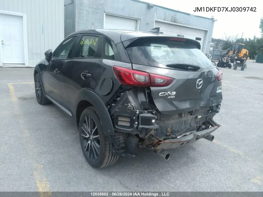 2018 Mazda Cx-3 VIN: JM1DKFD7XJ0309742 Lot: 12035802