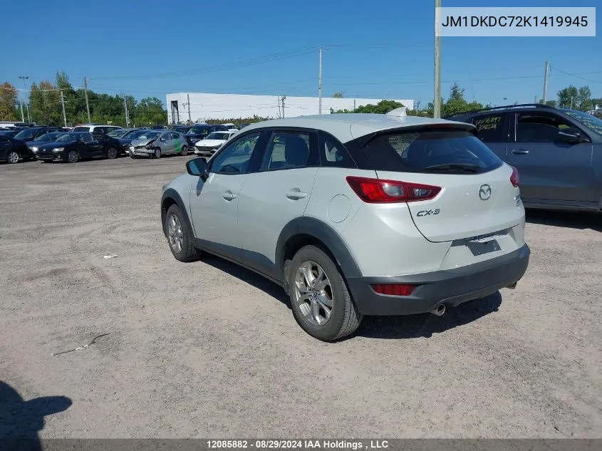 2019 Mazda Cx-3 VIN: JM1DKDC72K1419945 Lot: 12085882