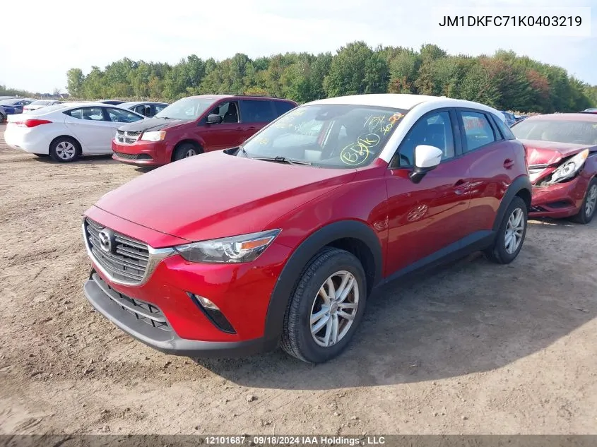 2019 Mazda Cx-3 VIN: JM1DKFC71K0403219 Lot: 12101687