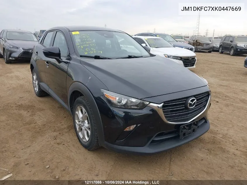 2019 Mazda Cx-3 VIN: JM1DKFC7XK0447669 Lot: 12117085