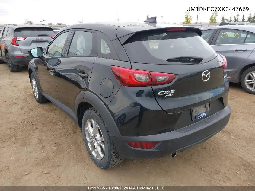 2019 Mazda Cx-3 VIN: JM1DKFC7XK0447669 Lot: 12117085