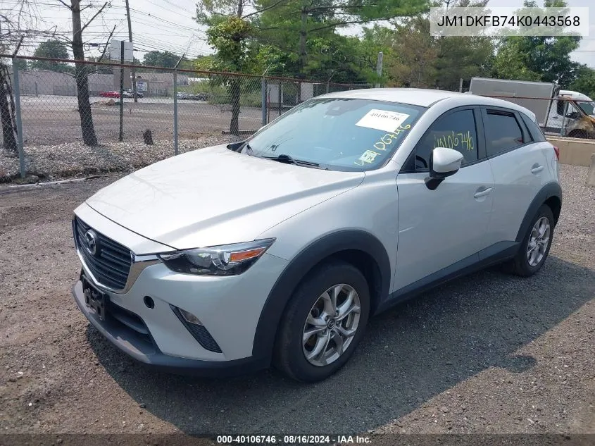 2019 Mazda Cx-3 Sport VIN: JM1DKFB74K0443568 Lot: 40106746