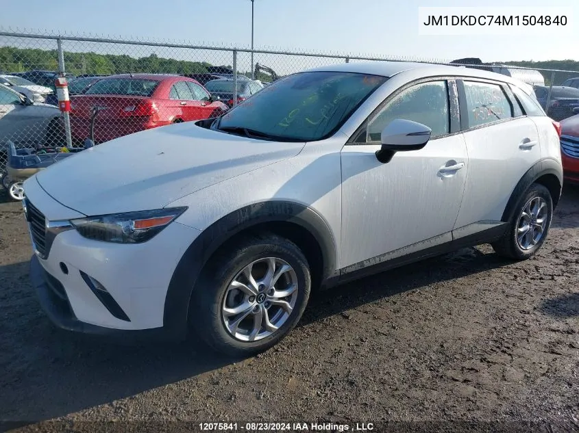 2021 Mazda Cx-3 VIN: JM1DKDC74M1504840 Lot: 12075841