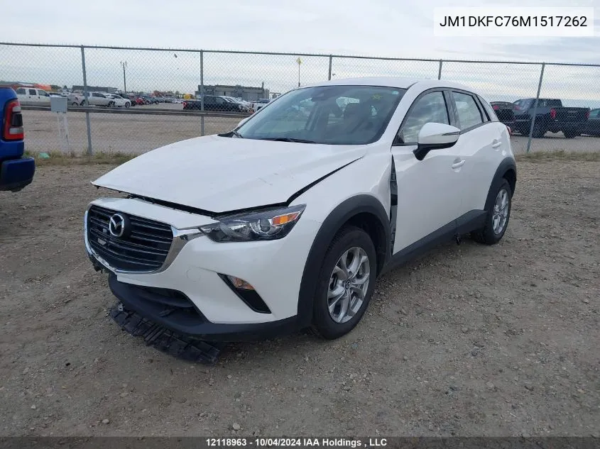 2021 Mazda Cx-3 VIN: JM1DKFC76M1517262 Lot: 12118963