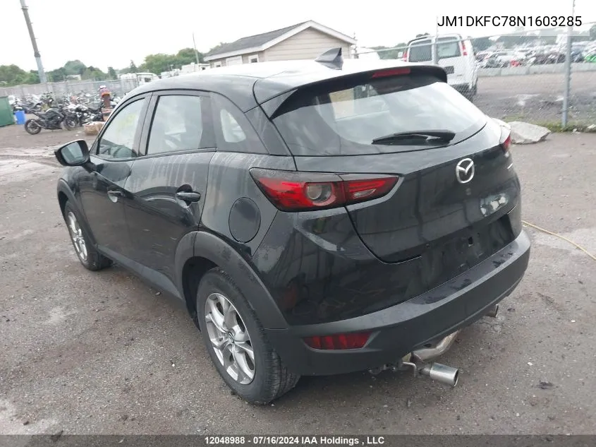 2022 Mazda Cx-3 VIN: JM1DKFC78N1603285 Lot: 12048988