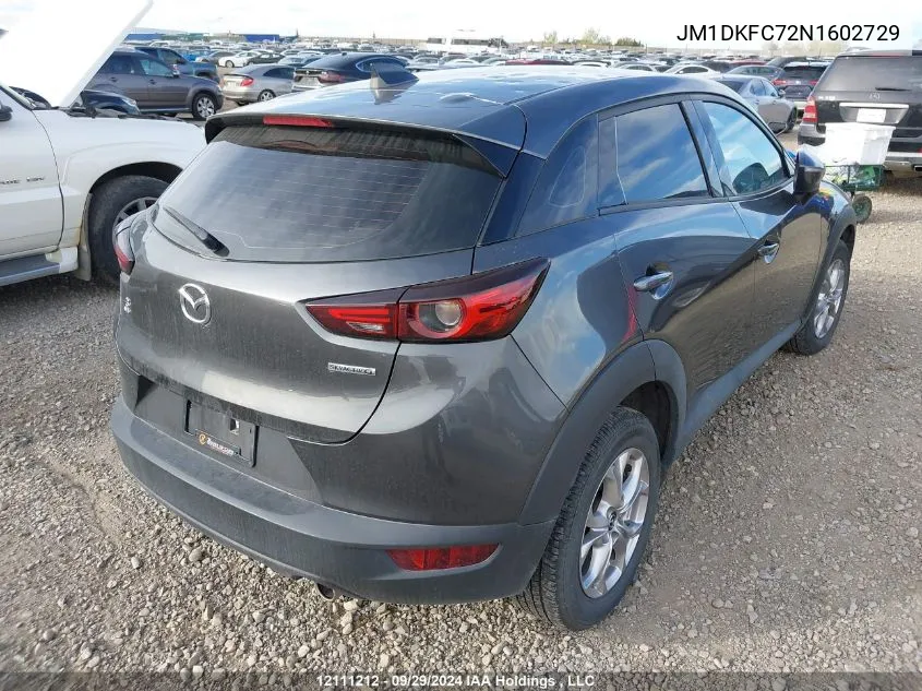 2022 Mazda Cx-3 Touring VIN: JM1DKFC72N1602729 Lot: 12111212