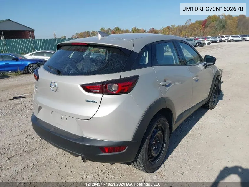 2022 Mazda Cx-3 VIN: JM1DKFC70N1602678 Lot: 12128457