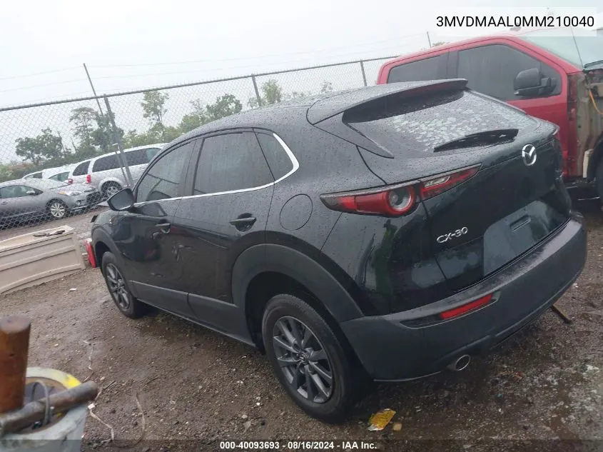 2021 Mazda Cx-30 2.5 S VIN: 3MVDMAAL0MM210040 Lot: 40093693