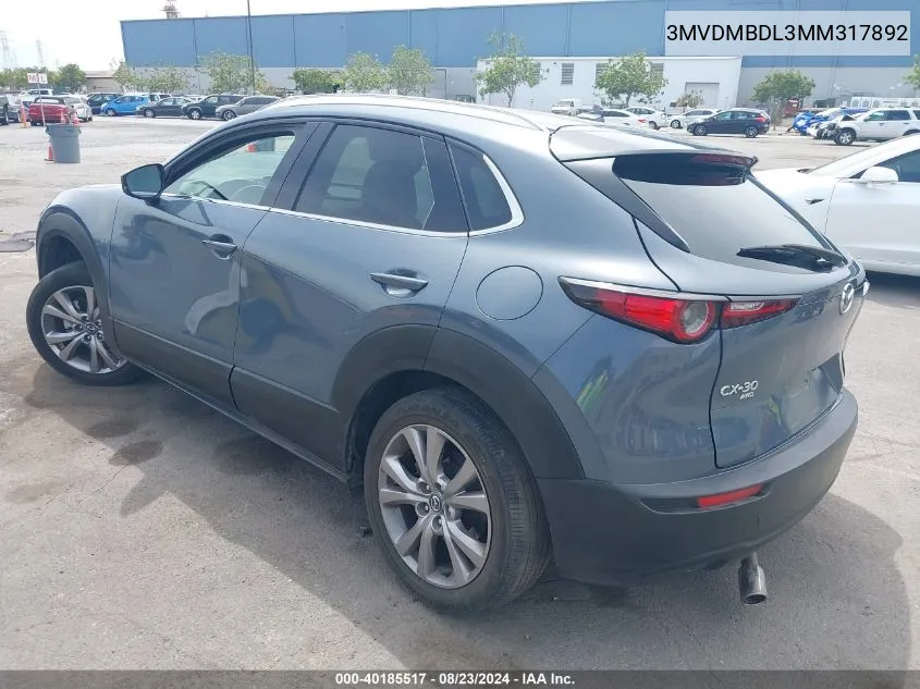 2021 Mazda Cx-30 Premium VIN: 3MVDMBDL3MM317892 Lot: 40185517