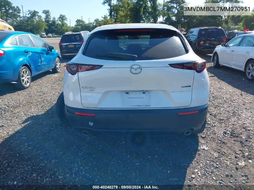 2021 Mazda Cx-30 Preferred VIN: 3MVDMBCL7MM270951 Lot: 40240279