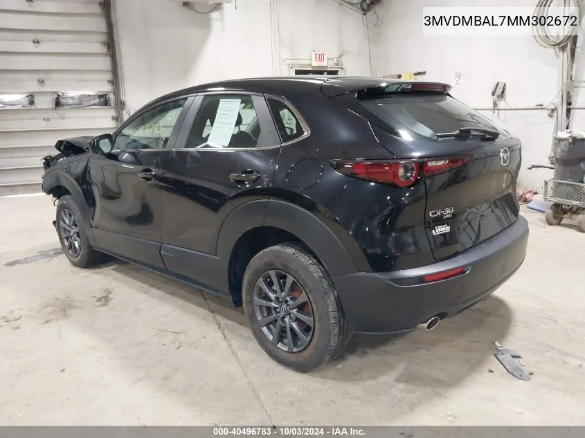 2021 Mazda Cx-30 2.5 S VIN: 3MVDMBAL7MM302672 Lot: 40496783