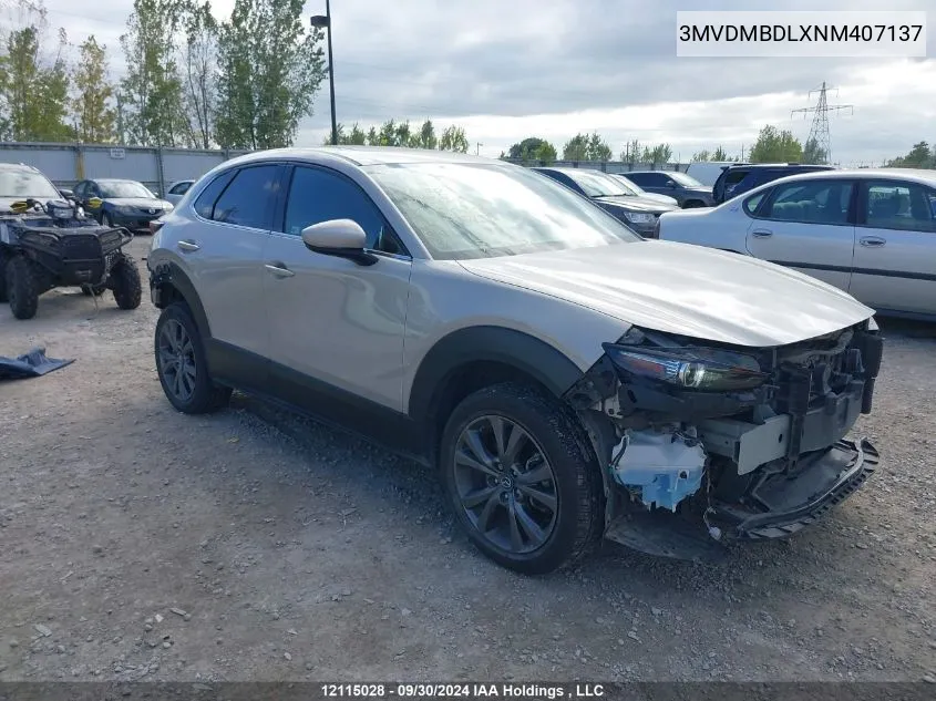 2022 Mazda Cx-30 VIN: 3MVDMBDLXNM407137 Lot: 12115028