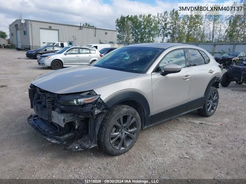 2022 Mazda Cx-30 VIN: 3MVDMBDLXNM407137 Lot: 12115028