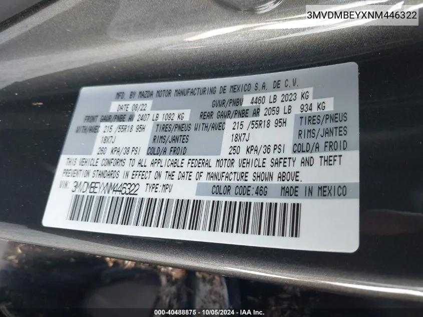 3MVDMBEYXNM446322 2022 Mazda Cx-30 Premium Plus