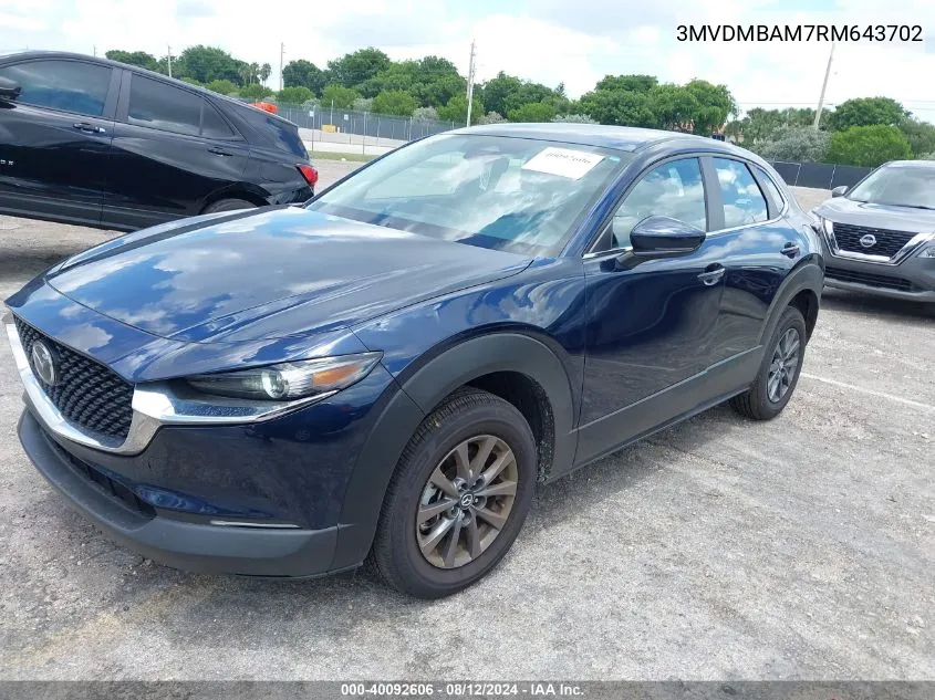 2024 Mazda Cx-30 2.5 S VIN: 3MVDMBAM7RM643702 Lot: 40092606