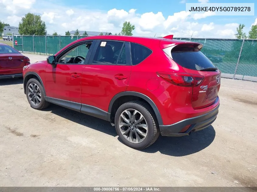 2016 Mazda Cx-5 Grand Touring VIN: JM3KE4DY5G0789278 Lot: 39806756