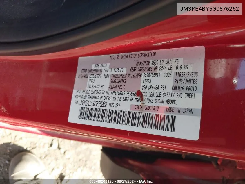 JM3KE4BY5G0876262 2016 Mazda Cx-5 Sport