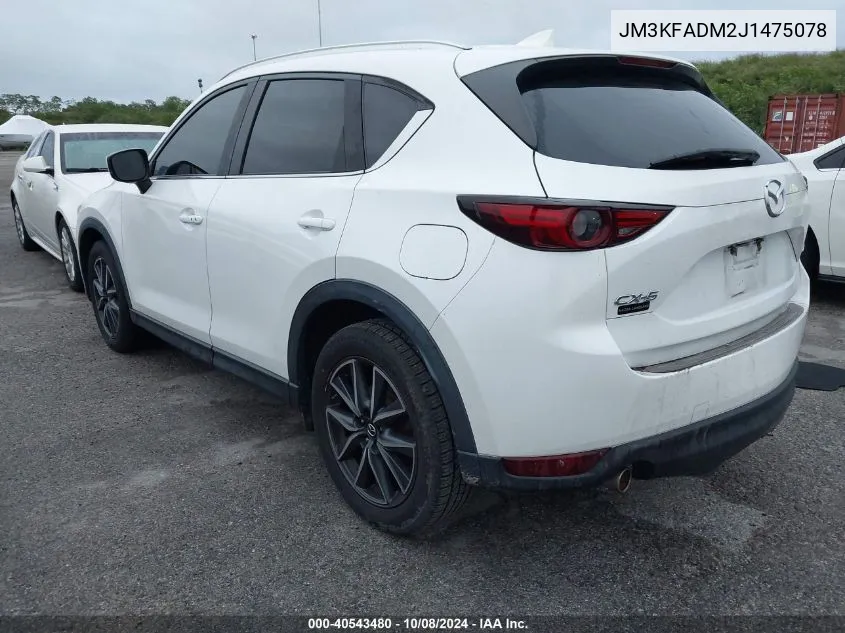 2018 Mazda Cx-5 Grand Touring VIN: JM3KFADM2J1475078 Lot: 40543480