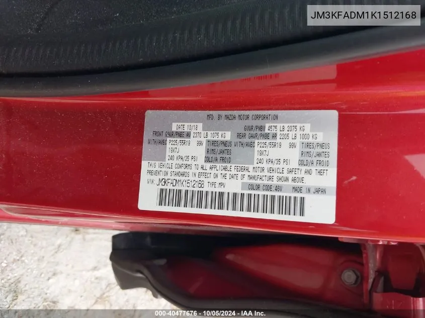 JM3KFADM1K1512168 2019 Mazda Cx-5 Grand Touring