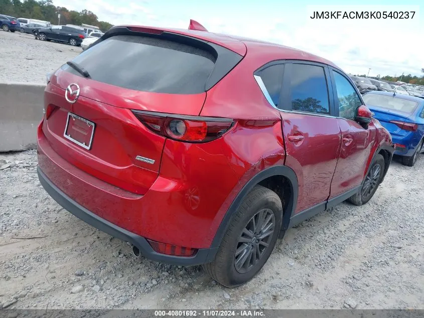 2019 Mazda Cx-5 Touring VIN: JM3KFACM3K0540237 Lot: 40801692