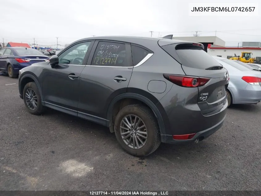 2020 Mazda Cx-5 VIN: JM3KFBCM6L0742657 Lot: 12127714