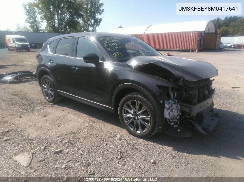 2021 Mazda Cx-5 Signature VIN: JM3KFBEY8M0417641 Lot: 12100792