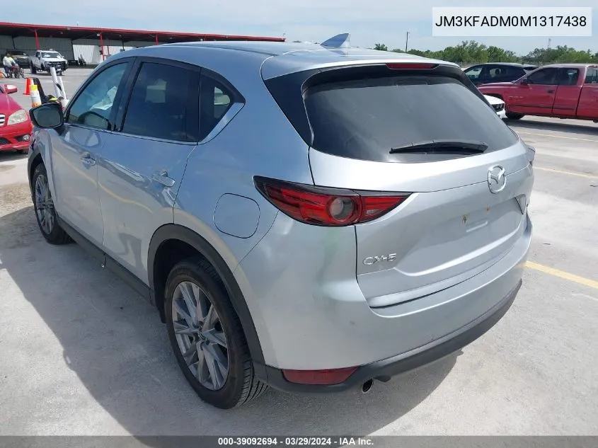 2021 Mazda Cx-5 Grand Touring VIN: JM3KFADM0M1317438 Lot: 39092694