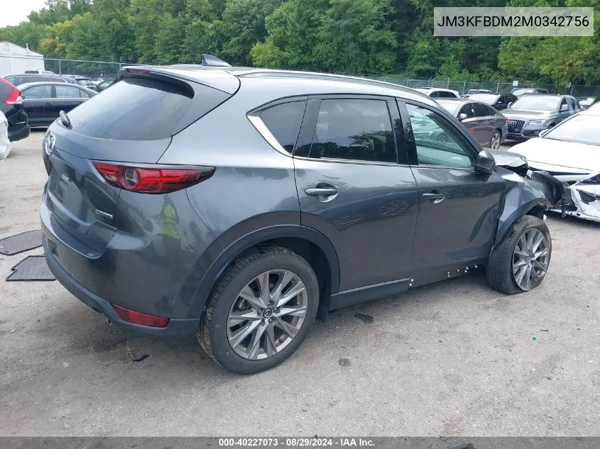 2021 Mazda Cx-5 Grand Touring VIN: JM3KFBDM2M0342756 Lot: 40227073