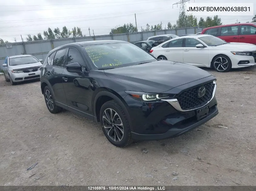 2022 Mazda Cx-5 VIN: JM3KFBDM0N0638831 Lot: 12105975