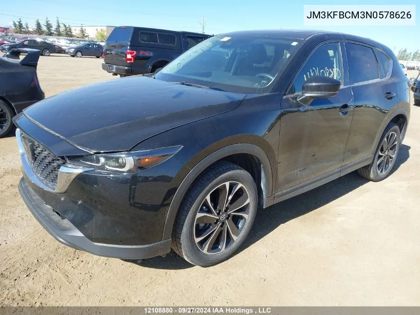 2022 Mazda Cx-5 VIN: JM3KFBCM3N0578626 Lot: 12108880