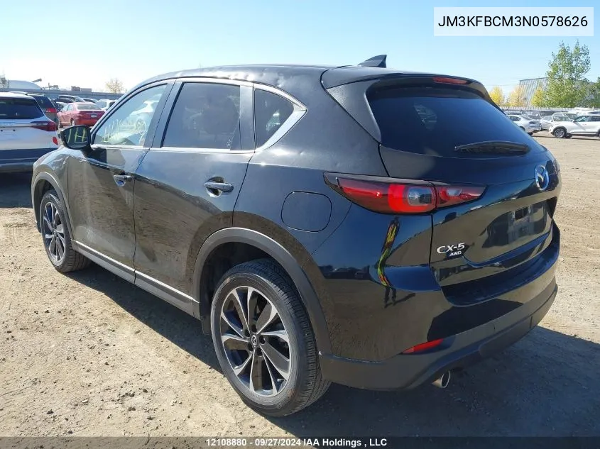 2022 Mazda Cx-5 VIN: JM3KFBCM3N0578626 Lot: 12108880