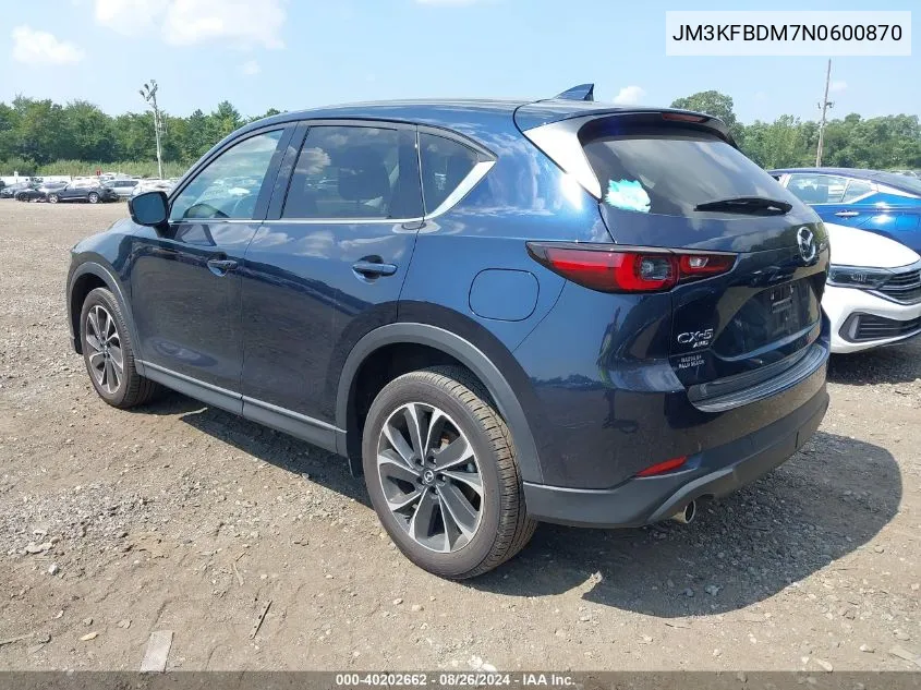 2022 Mazda Cx-5 2.5 S Premium VIN: JM3KFBDM7N0600870 Lot: 40202662