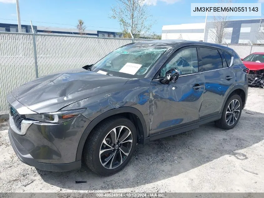 2022 Mazda Cx-5 Premium Plus VIN: JM3KFBEM6N0551143 Lot: 40524914