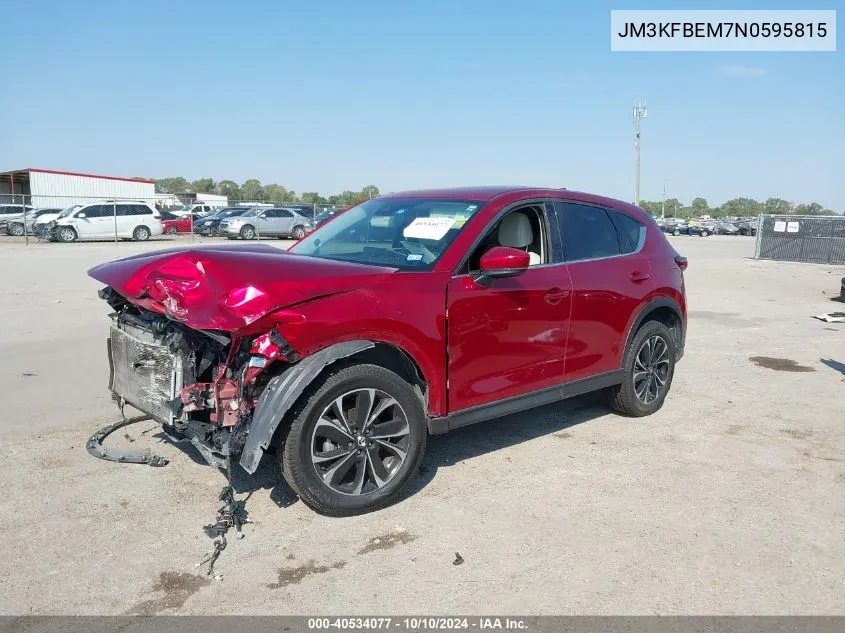 2022 Mazda Cx-5 2.5 S Premium Plus VIN: JM3KFBEM7N0595815 Lot: 40534077