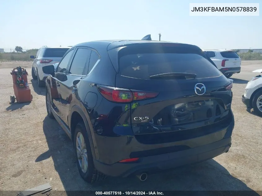 2022 Mazda Cx-5 2.5 S VIN: JM3KFBAM5N0578839 Lot: 40577518