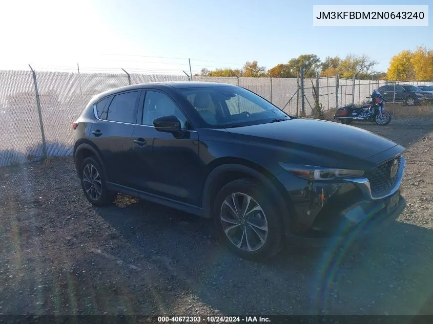 2022 Mazda Cx-5 2.5 S Premium VIN: JM3KFBDM2N0643240 Lot: 40672303