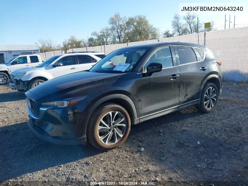 2022 Mazda Cx-5 2.5 S Premium VIN: JM3KFBDM2N0643240 Lot: 40672303