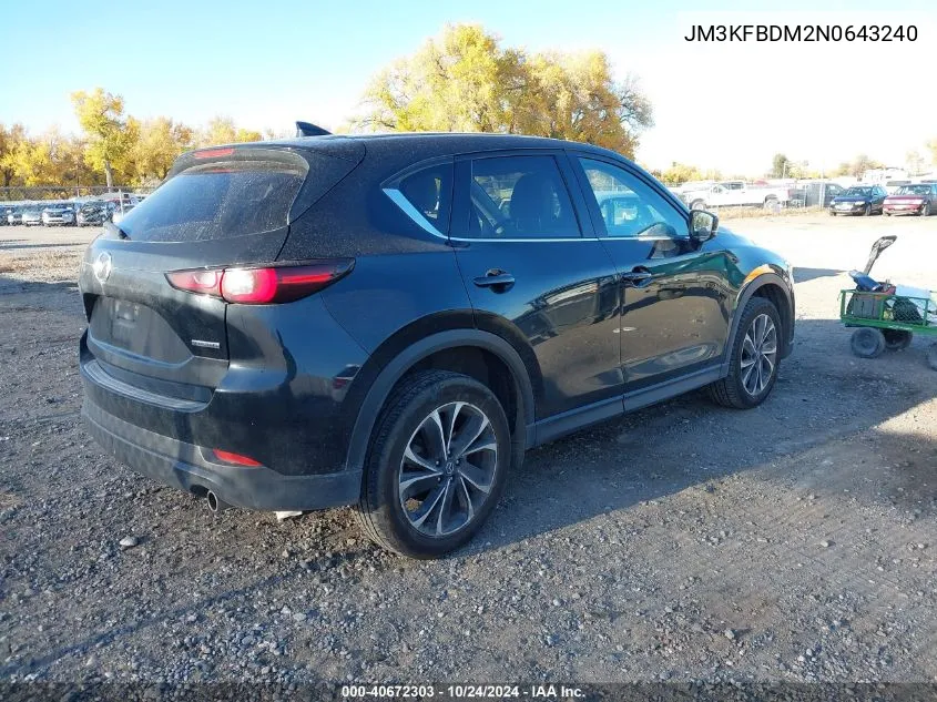 2022 Mazda Cx-5 2.5 S Premium VIN: JM3KFBDM2N0643240 Lot: 40672303