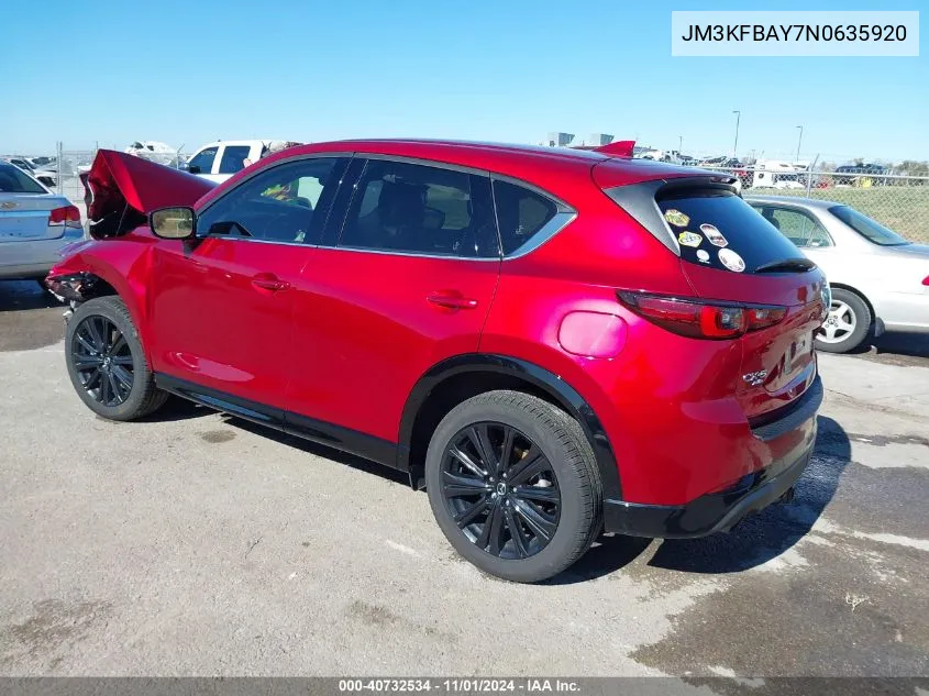 2022 Mazda Cx-5 2.5 Turbo VIN: JM3KFBAY7N0635920 Lot: 40732534